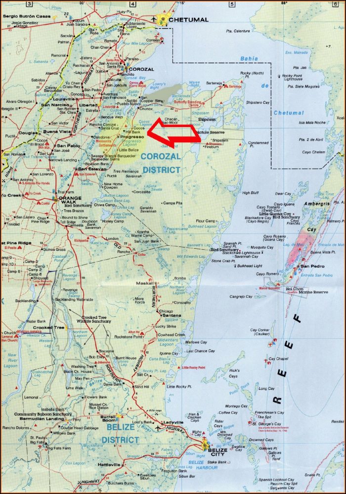 Detailed Road Map Of Belize Detailed Road Map Of Belize