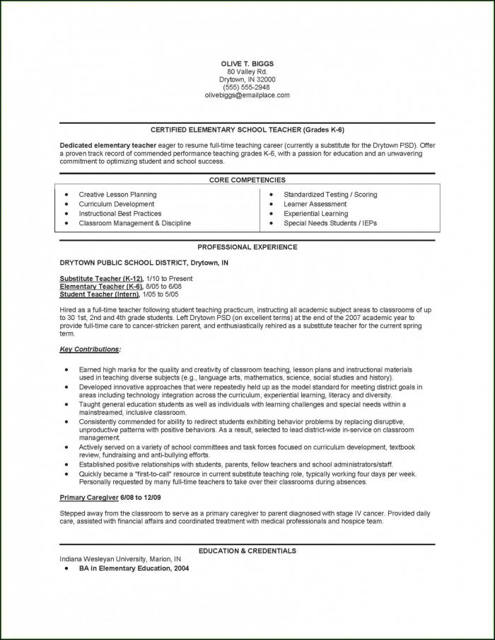 Free Elementary Teacher Resume Templates Free Elementary Teacher Resume Templates