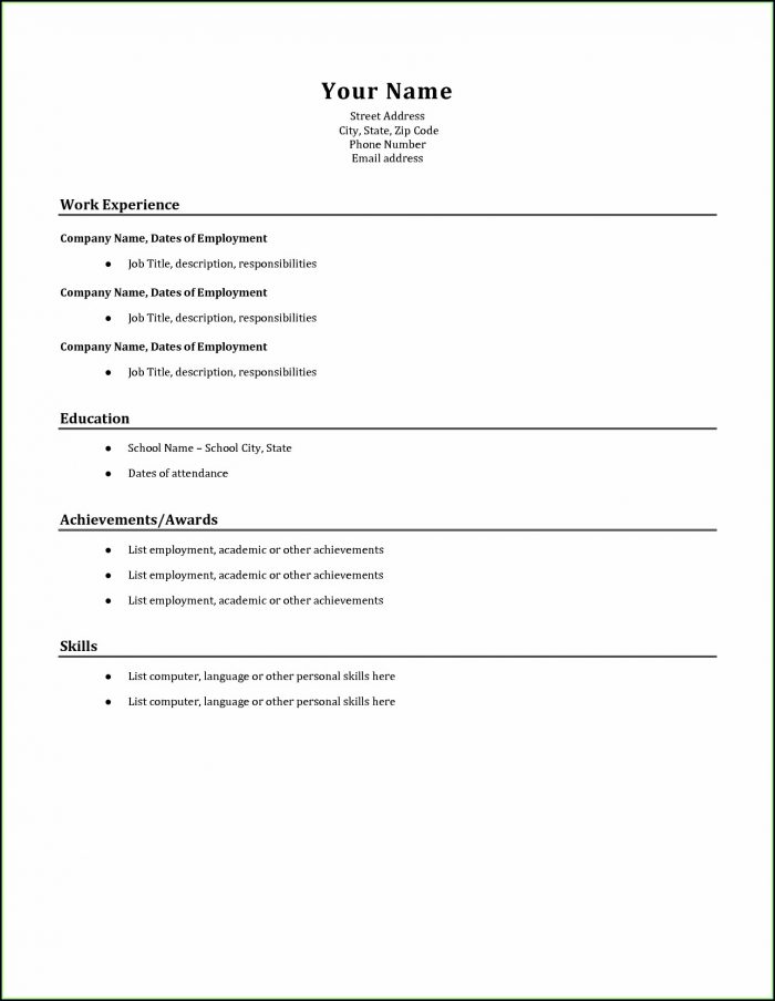 Free Printable Basic Resume Templates Free Printable Basic Resume Templates