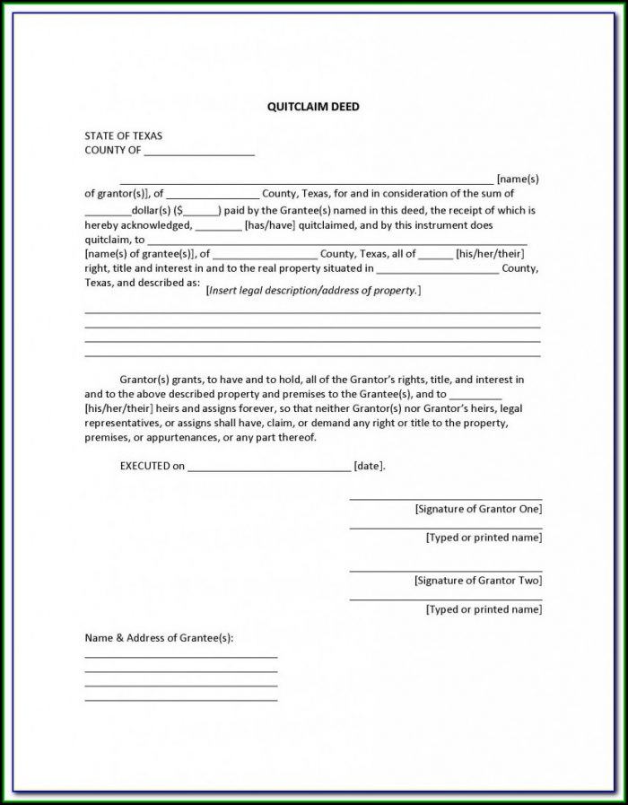 Free Printable Quit Claim Deed Form Texas Free Printable Quit Claim Deed Form Texas