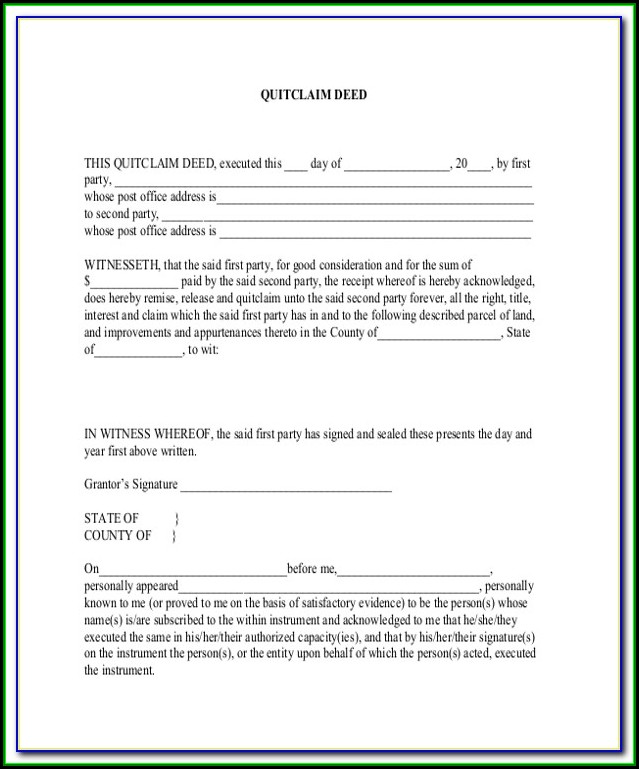 Free Printable Quit Claim Deed Forms Free Printable Quit Claim Deed Forms