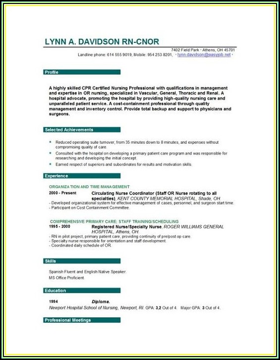 Free Professional Nursing Resume Templates Free Professional Nursing Resume Templates