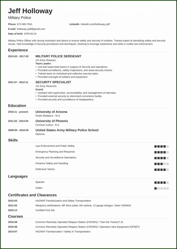Free Resume Templates For Military To Civilian Free Resume Templates For Military To Civilian