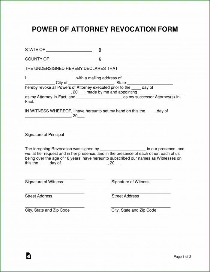 Free Revocation Of Power Of Attorney Form Free Revocation Of Power Of Attorney Form