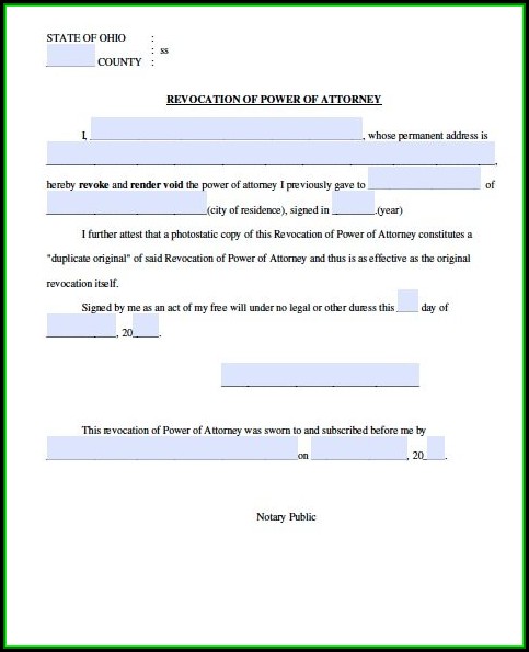 Free Revocation Of Power Of Attorney Form Ohio Free Revocation Of Power Of Attorney Form Ohio