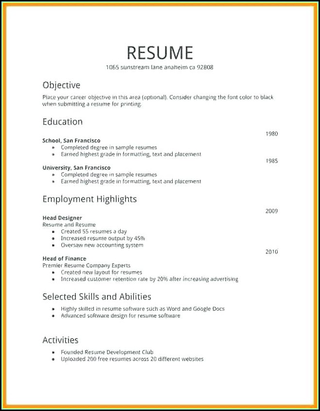 Free To Print Resume Templates Free To Print Resume Templates