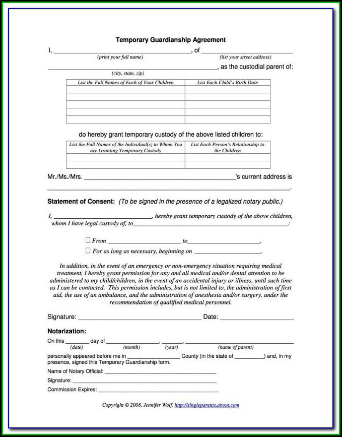Grandparent Guardianship Form Grandparent Guardianship Form