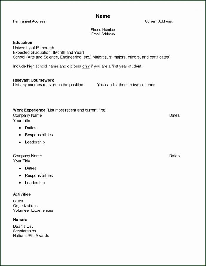 High School Resume Template Printable High School Resume Template Printable