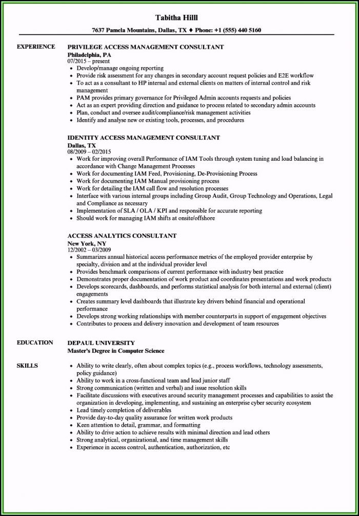 Identity And Access Management Consultant Resume Identity And Access Management Consultant Resume