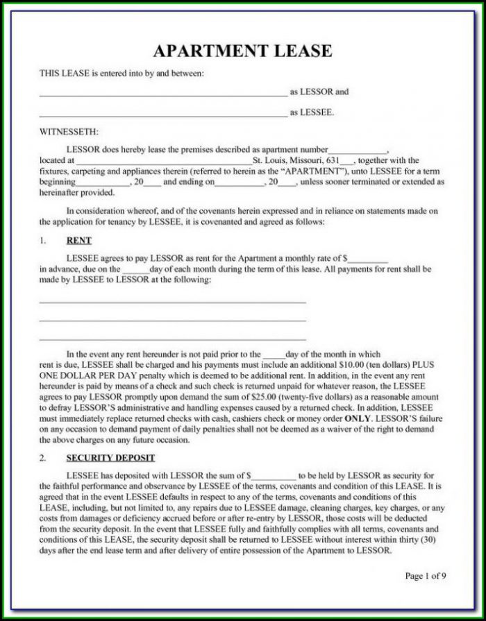 Illinois Renters Lease Form Illinois Renters Lease Form