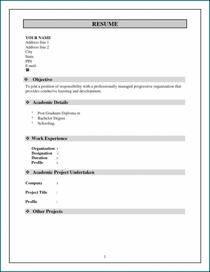 Job Resume Format Pdf For Freshers Download Job Resume Format Pdf For Freshers Download
