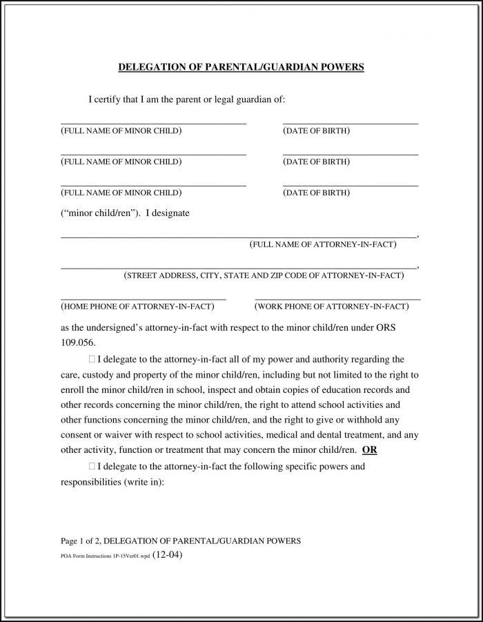 Legal Guardianship Power Of Attorney Forms Legal Guardianship Power Of Attorney Forms