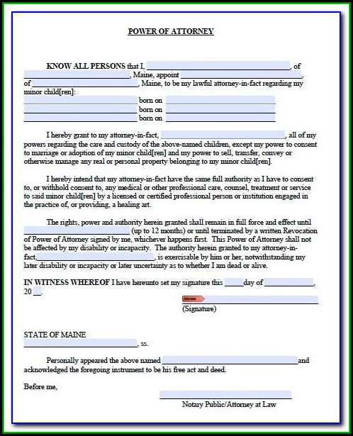 Maine Trailer Power Of Attorney Form Maine Trailer Power Of Attorney Form