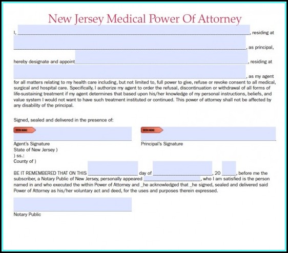 Medical Durable Power Of Attorney Form New Jersey Medical Durable Power Of Attorney Form New Jersey