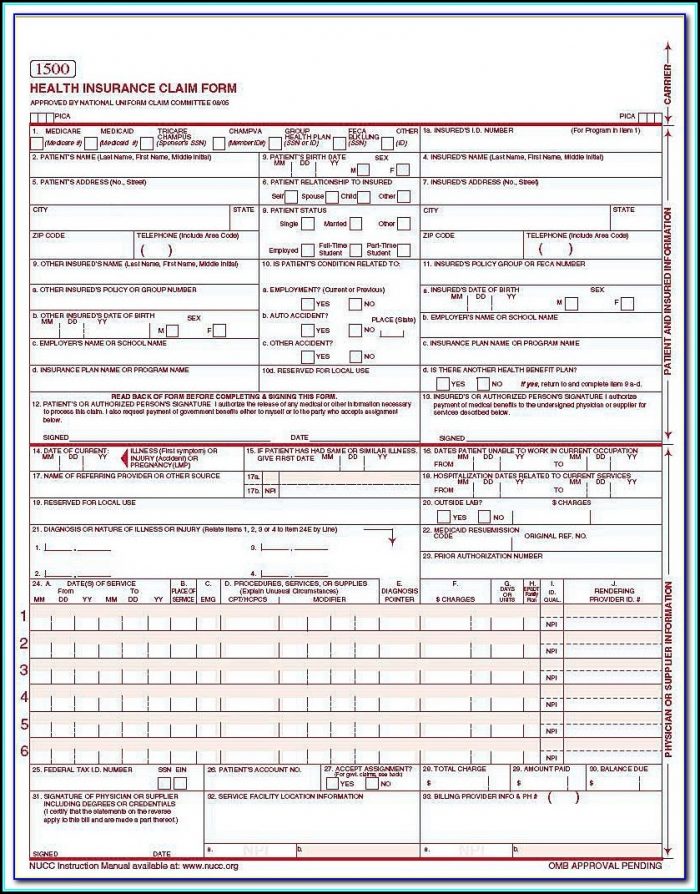 Medicare Billing Form 1500 Medicare Billing Form 1500