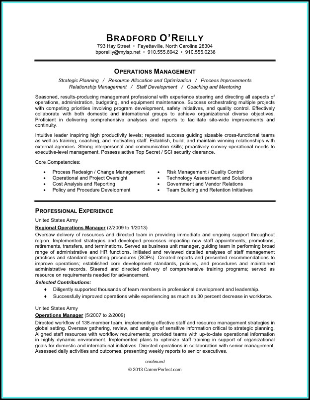 Military To Civilian Resumes Military To Civilian Resumes