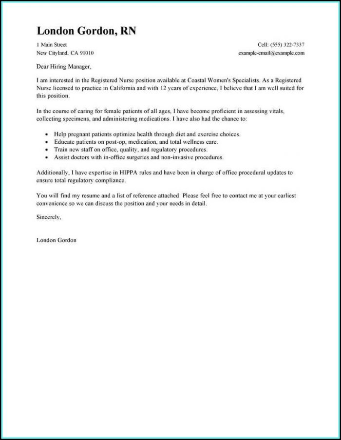 Nurse Cover Letter Examples For Resume Nurse Cover Letter Examples For Resume