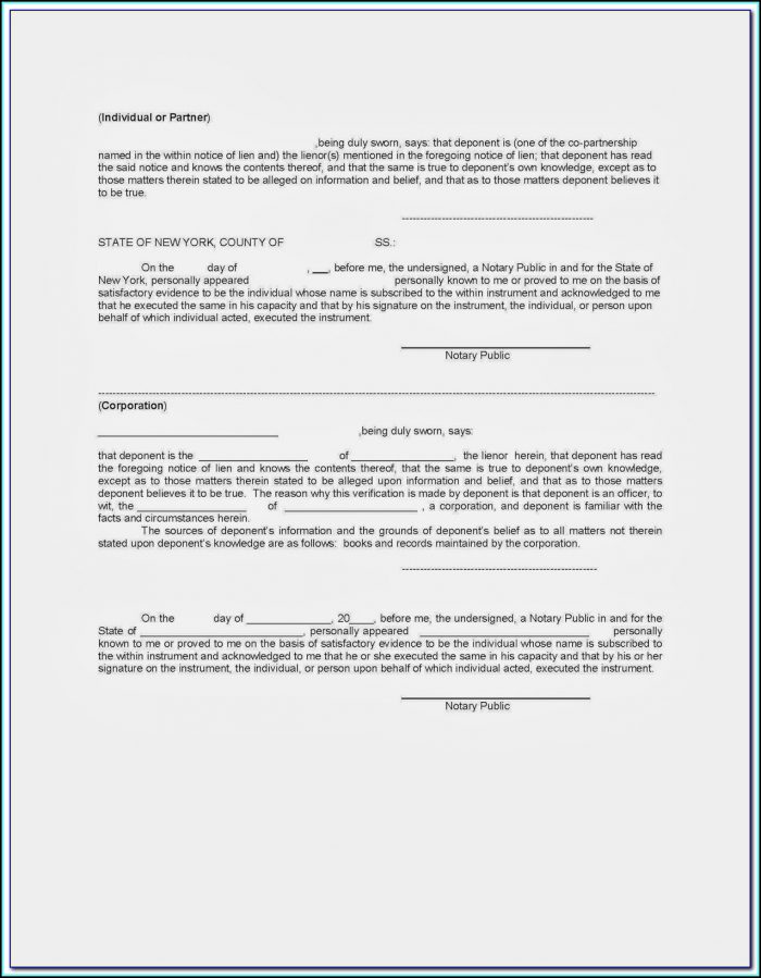 Nys Mechanic Lien Form Free Nys Mechanic Lien Form Free