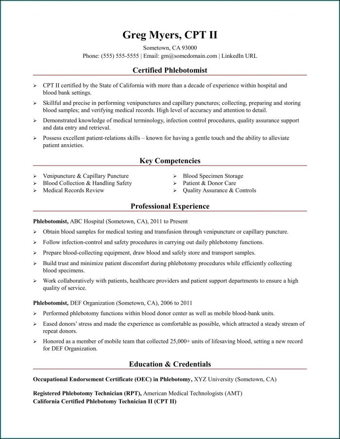 Phlebotomist Resume Templates Phlebotomist Resume Templates