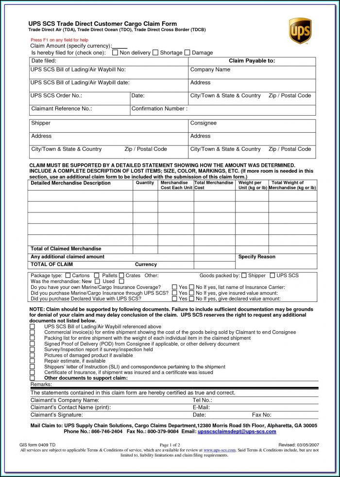 Printable Bill Of Lading Form Ups Printable Bill Of Lading Form Ups