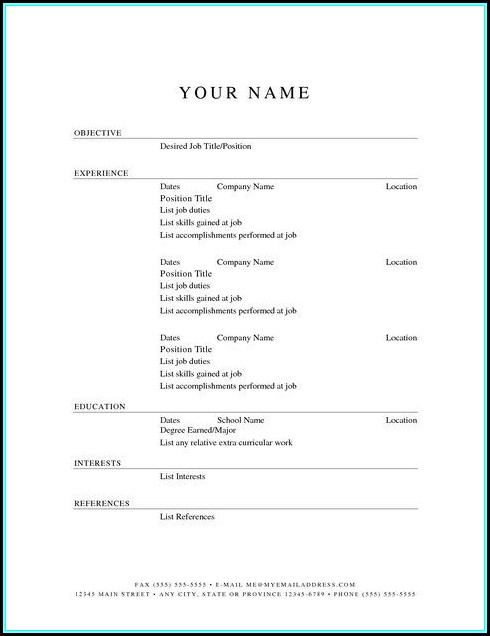 Printable Blank Resume Template Free Printable Blank Resume Template Free