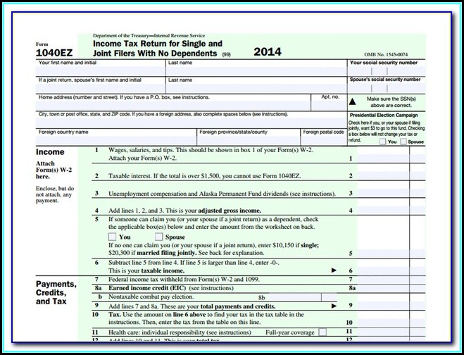 Printable Irs Form 1040ez 2014 Printable Irs Form 1040ez 2014