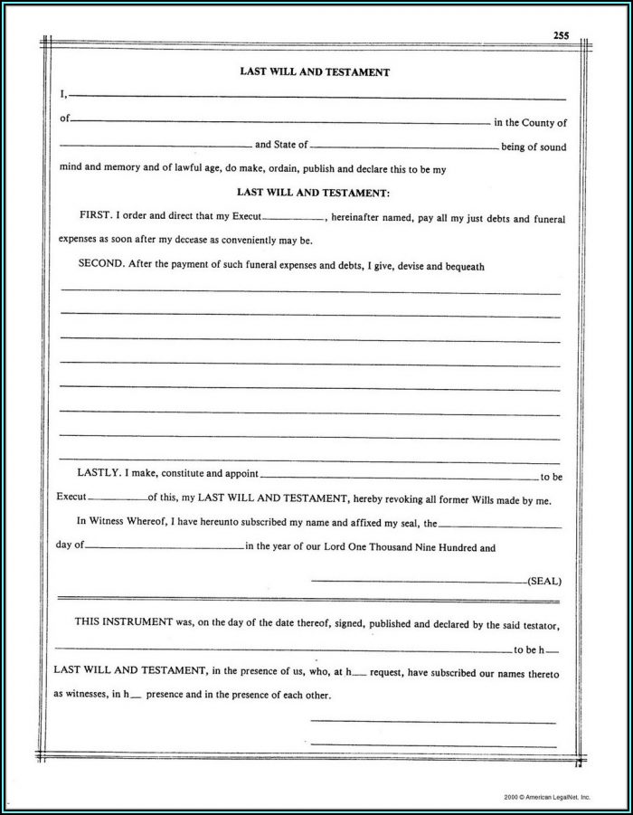 Printable Last Will And Testament Forms Free Printable Last Will And Testament Forms Free