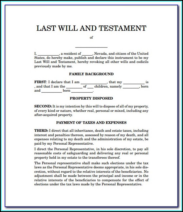 Printable Last Will And Testament Forms Tennessee Printable Last Will And Testament Forms Tennessee