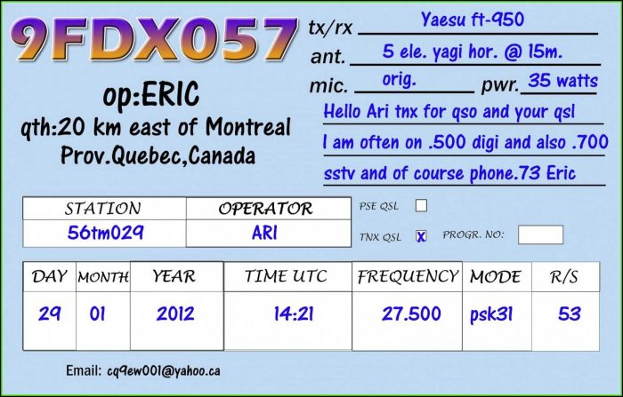 Qsl Card Template Download Qsl Card Template Download