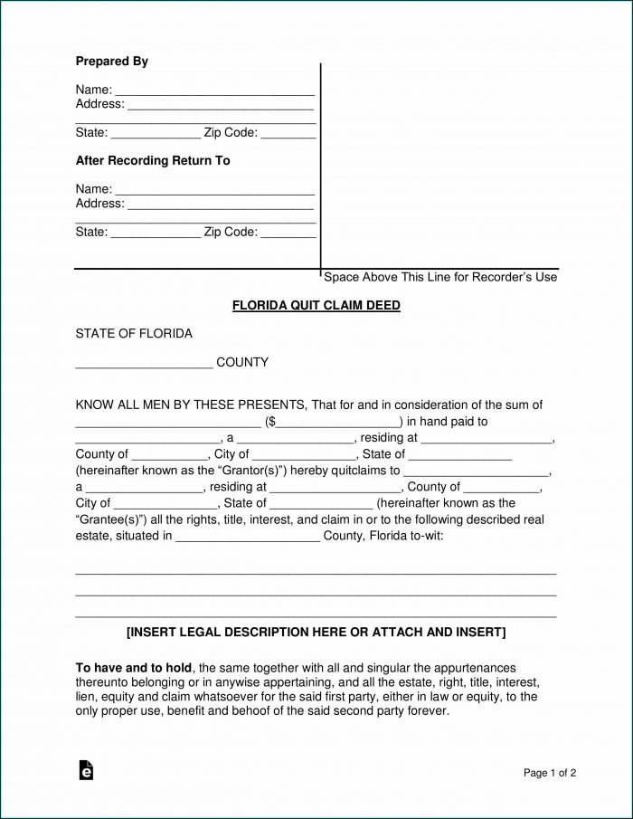 Quit Claim Deed Florida Form Free Quit Claim Deed Florida Form Free