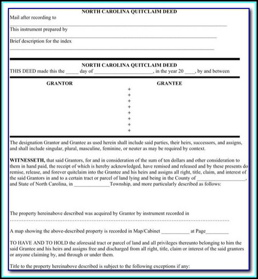 Quit Claim Deed Form Charlotte Nc Quit Claim Deed Form Charlotte Nc