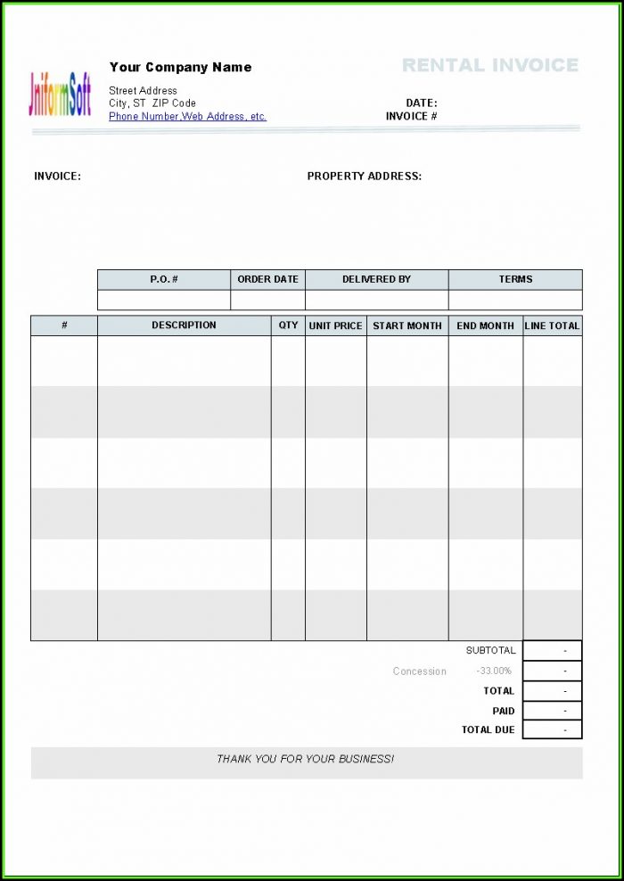 Rental Invoice Template Excel Rental Invoice Template Excel