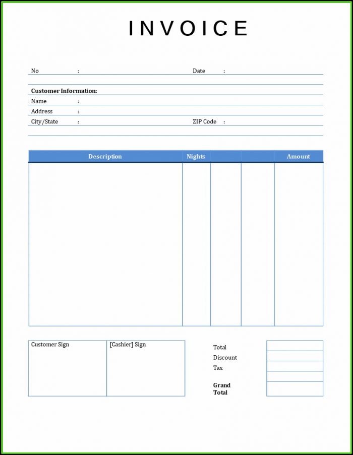 Rental Invoice Template Word Rental Invoice Template Word