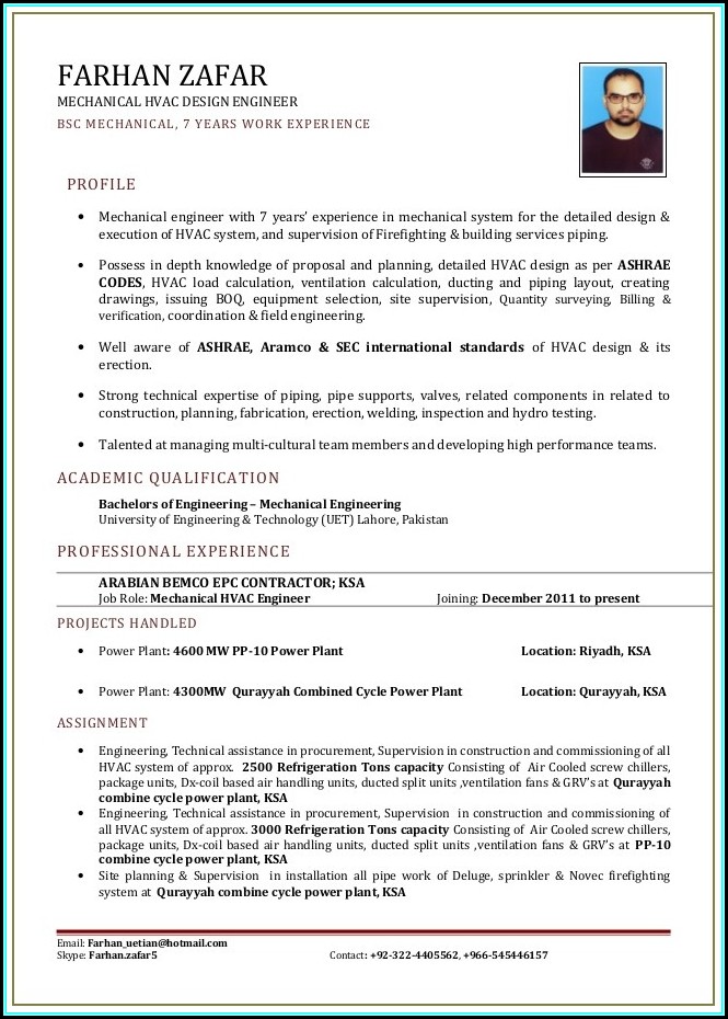 Resume For Hvac Engineer Fresher Resume For Hvac Engineer Fresher