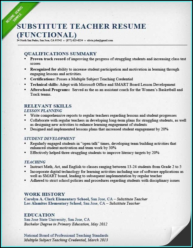 Resume For Teachers Template Resume For Teachers Template