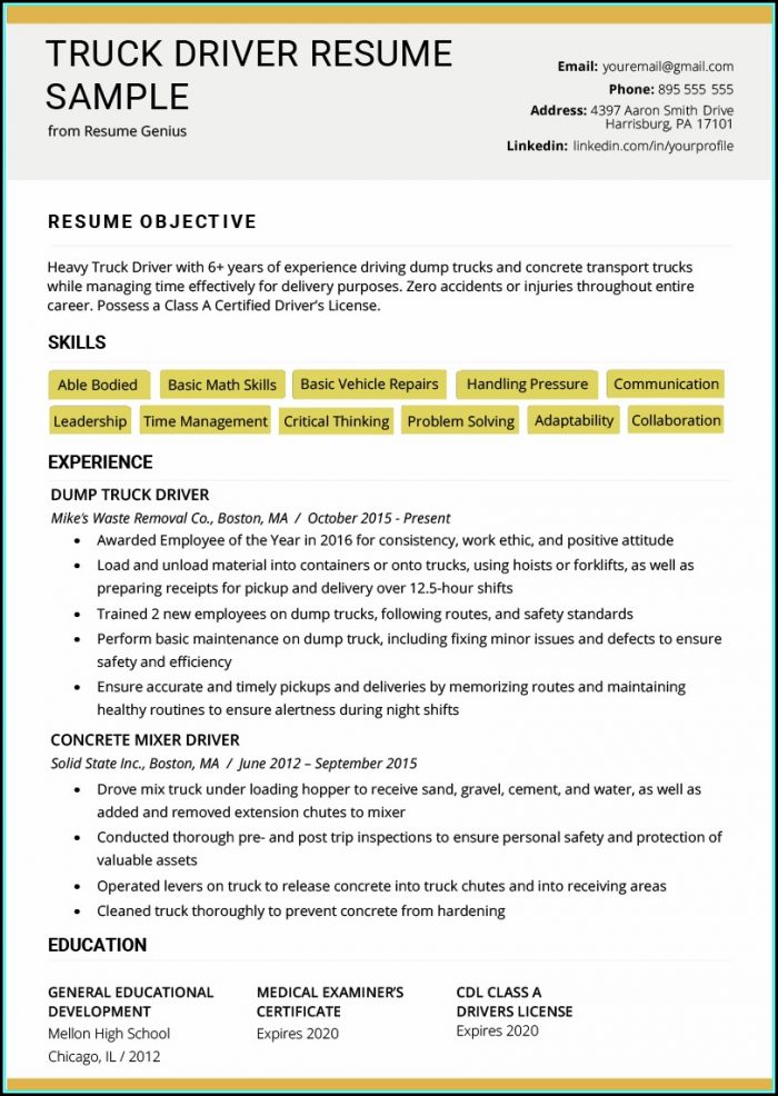 Resume For Truck Driver Australia Resume For Truck Driver Australia