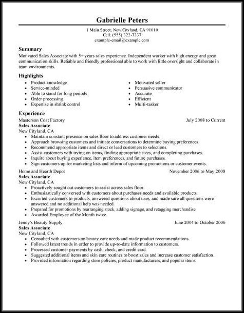 Resume Template For Sales Associate Resume Template For Sales Associate