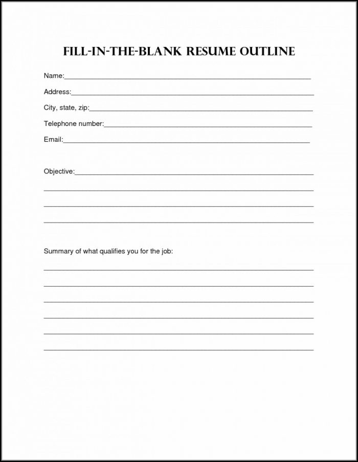 Resume Template Printable Blank Resume Template Printable Blank