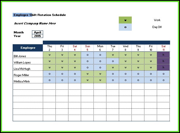 Rotating Shift Schedule Examples Rotating Shift Schedule Examples