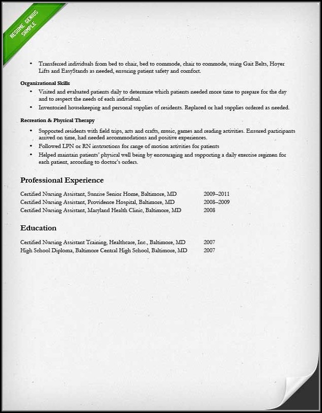 Sample Certified Nursing Assistant Resume Experienced Sample Certified Nursing Assistant Resume Experienced