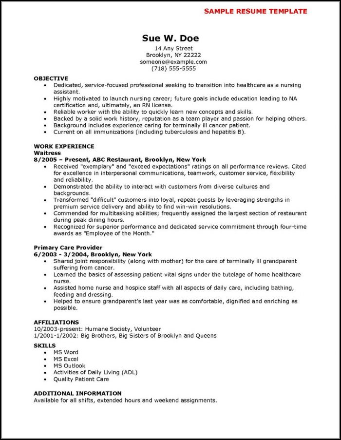 Sample Resume For Experienced Nursing Assistant Sample Resume For Experienced Nursing Assistant