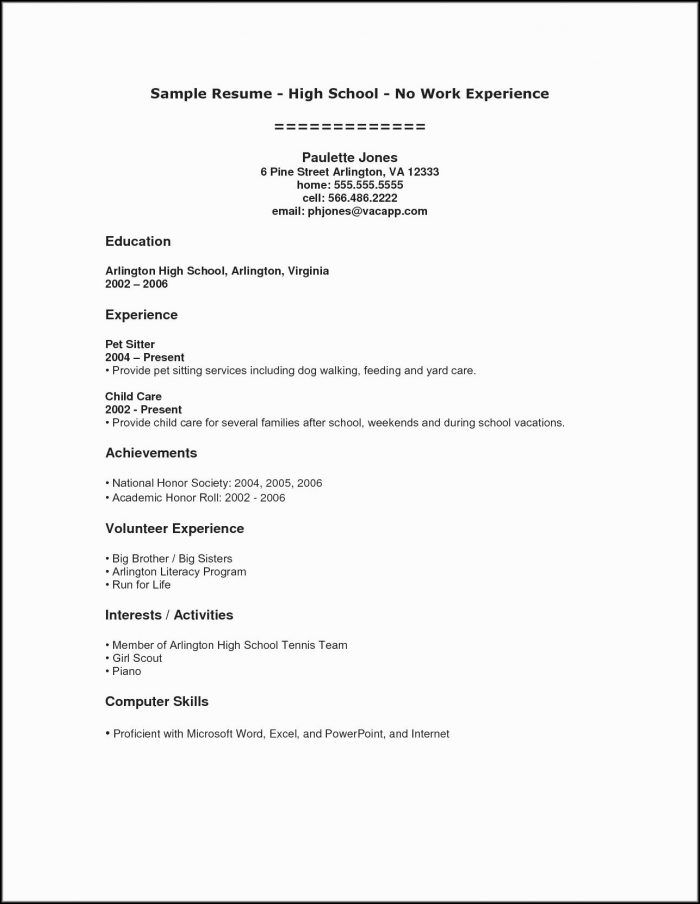Sample Resume For Job Experience Sample Resume For Job Experience