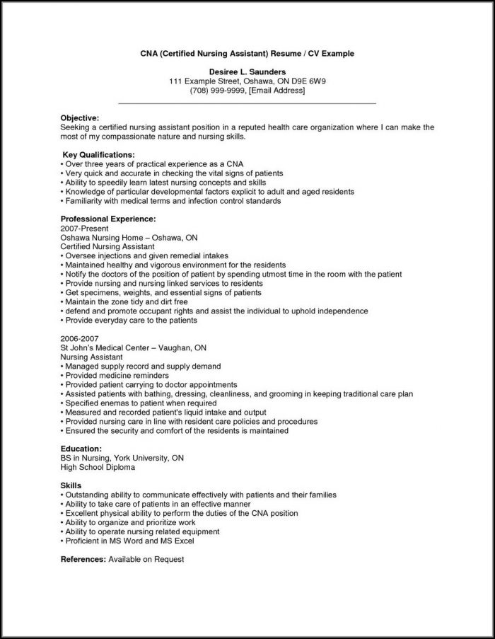 Sample Resume For Nursing Assistant With Experience Sample Resume For Nursing Assistant With Experience