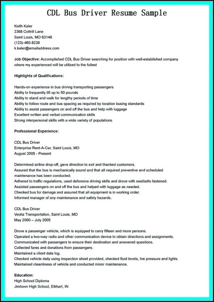 Sample Resume For Truck Drivers Sample Resume For Truck Drivers