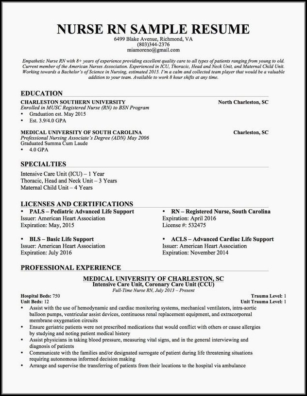 Sample Rn Resume With Experience Sample Rn Resume With Experience
