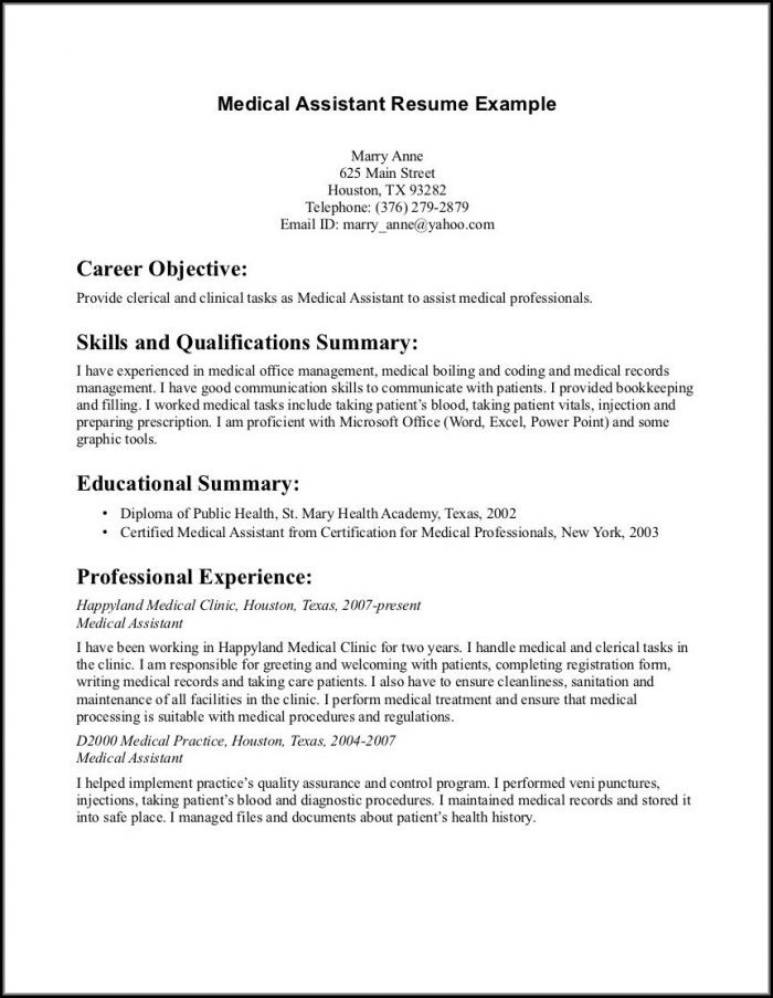 Samples Of Medical Assistant Resumes Samples Of Medical Assistant Resumes