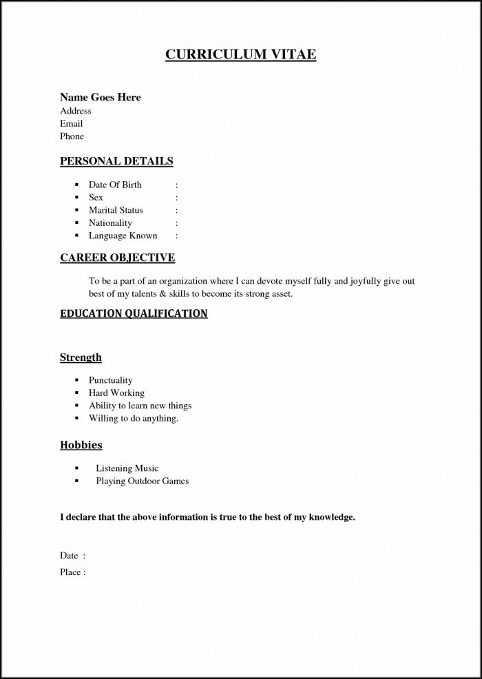 Samples Of Simple Resumes Samples Of Simple Resumes