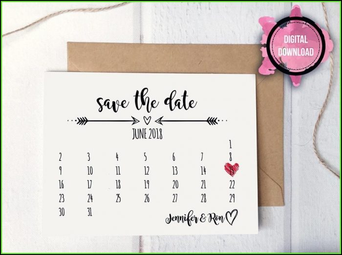Save The Date Calendar Card Template Save The Date Calendar Card Template