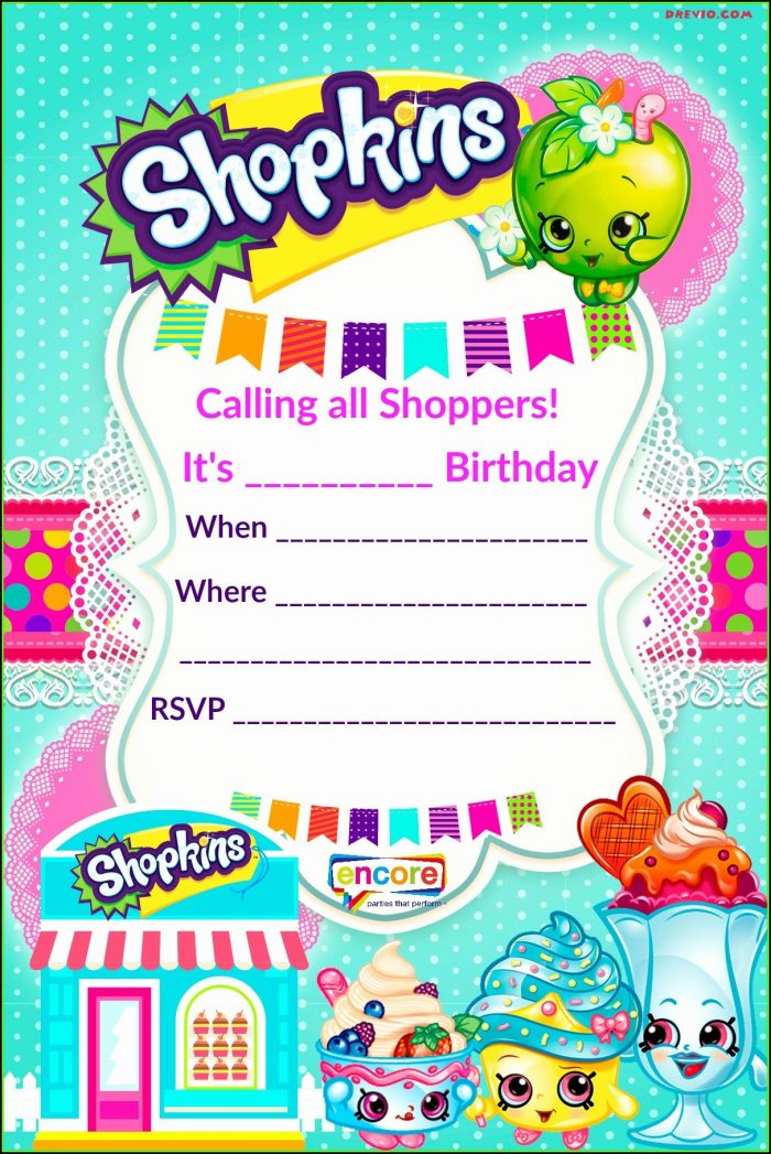 Shopkins Birthday Invitations Templates Free Shopkins Birthday Invitations Templates Free