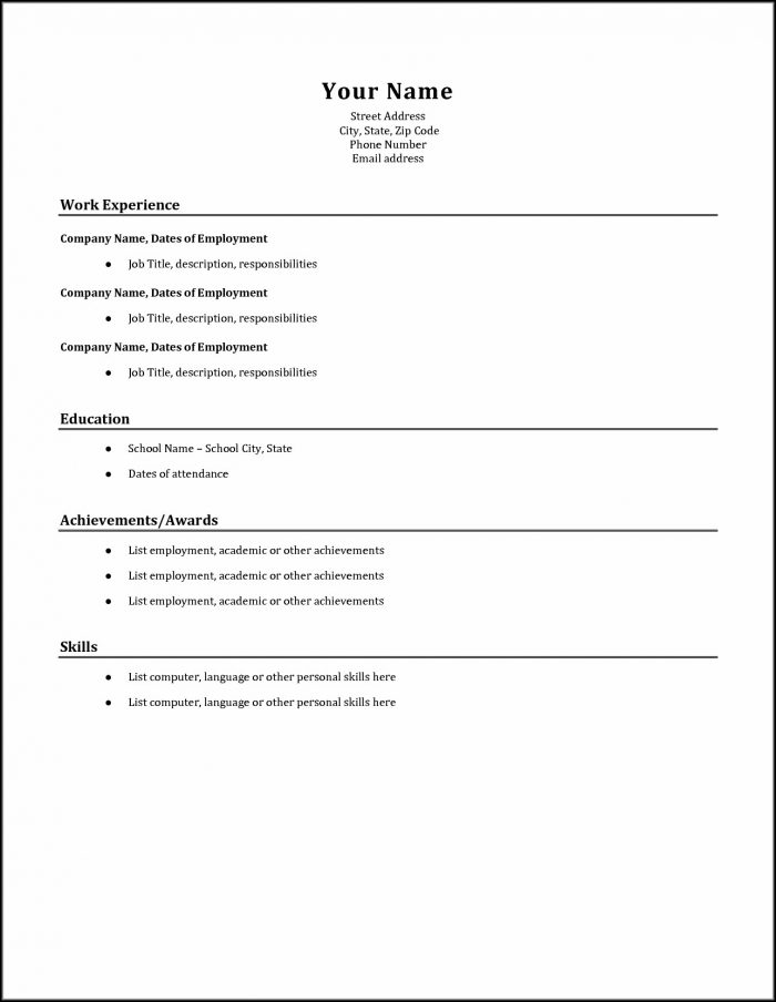 Simple Resumes Templates Free Simple Resumes Templates Free